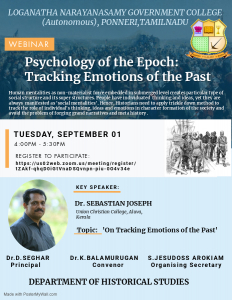 Webinar by Faculty -Psychology of the Epoch: Tracking Emotions of the Past