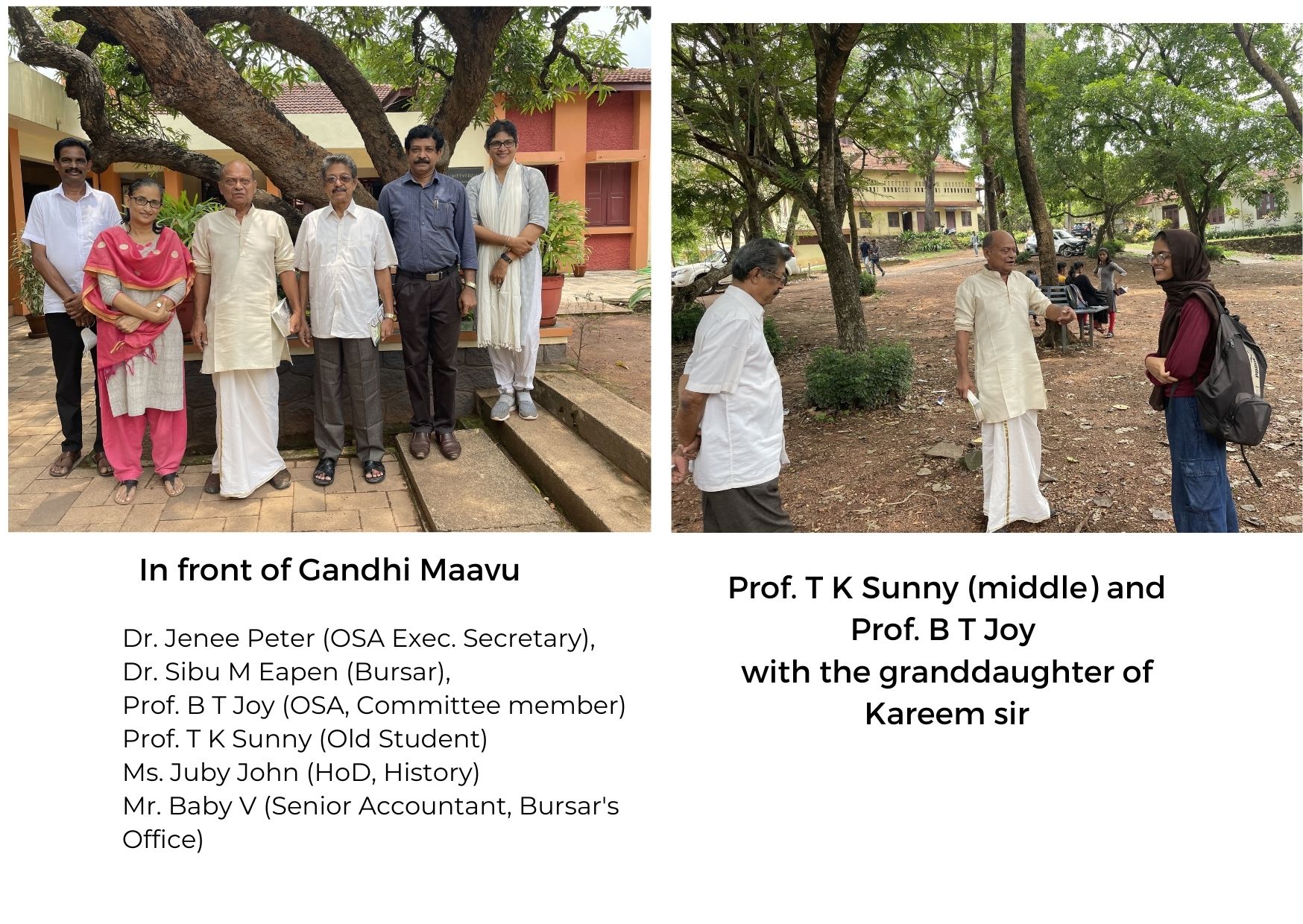 Old Student donates in memory of the late Prof. A K Abdul Kareem